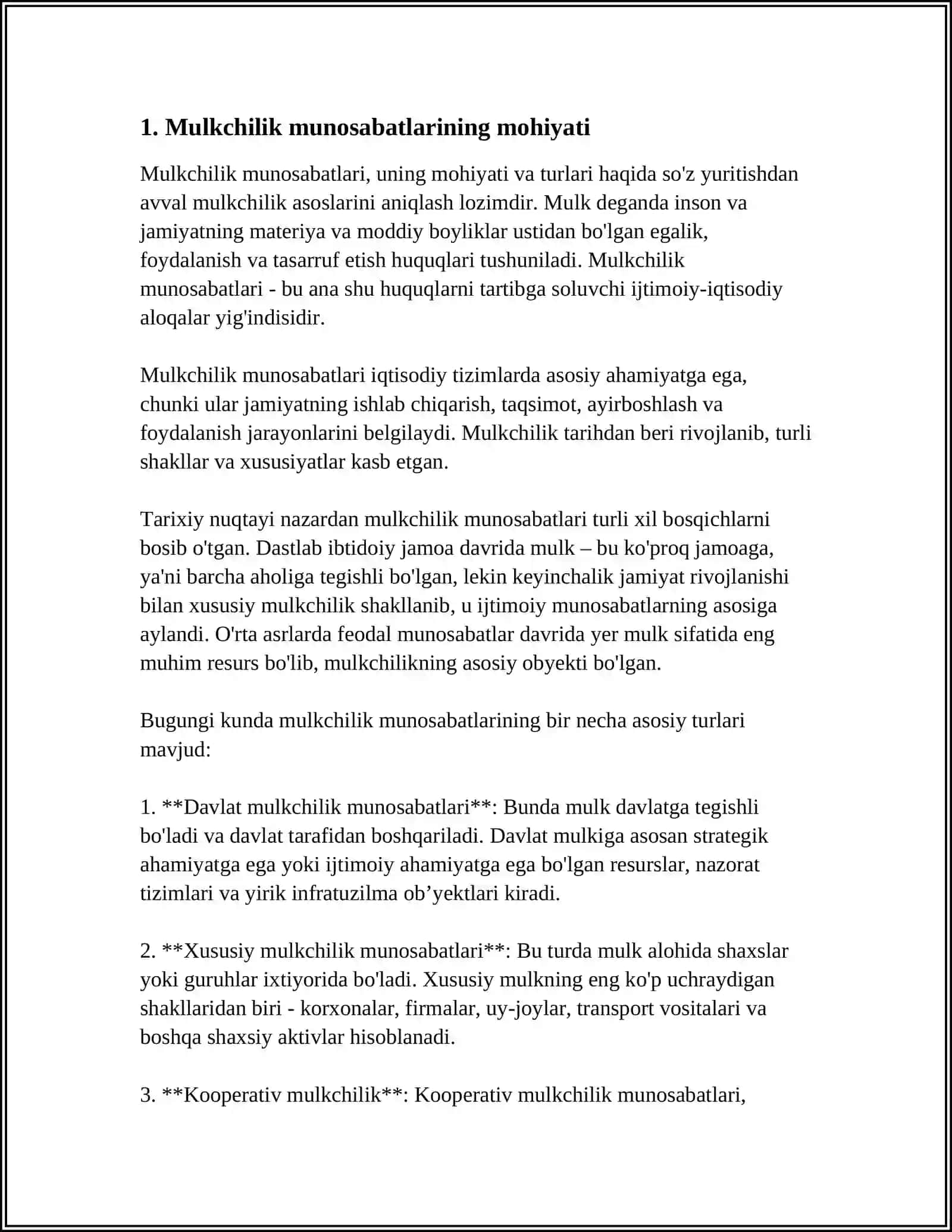 MULKCHILIK MUNOSABATLARI MOHIYATI SHAKLLARI VA TURLARI 3