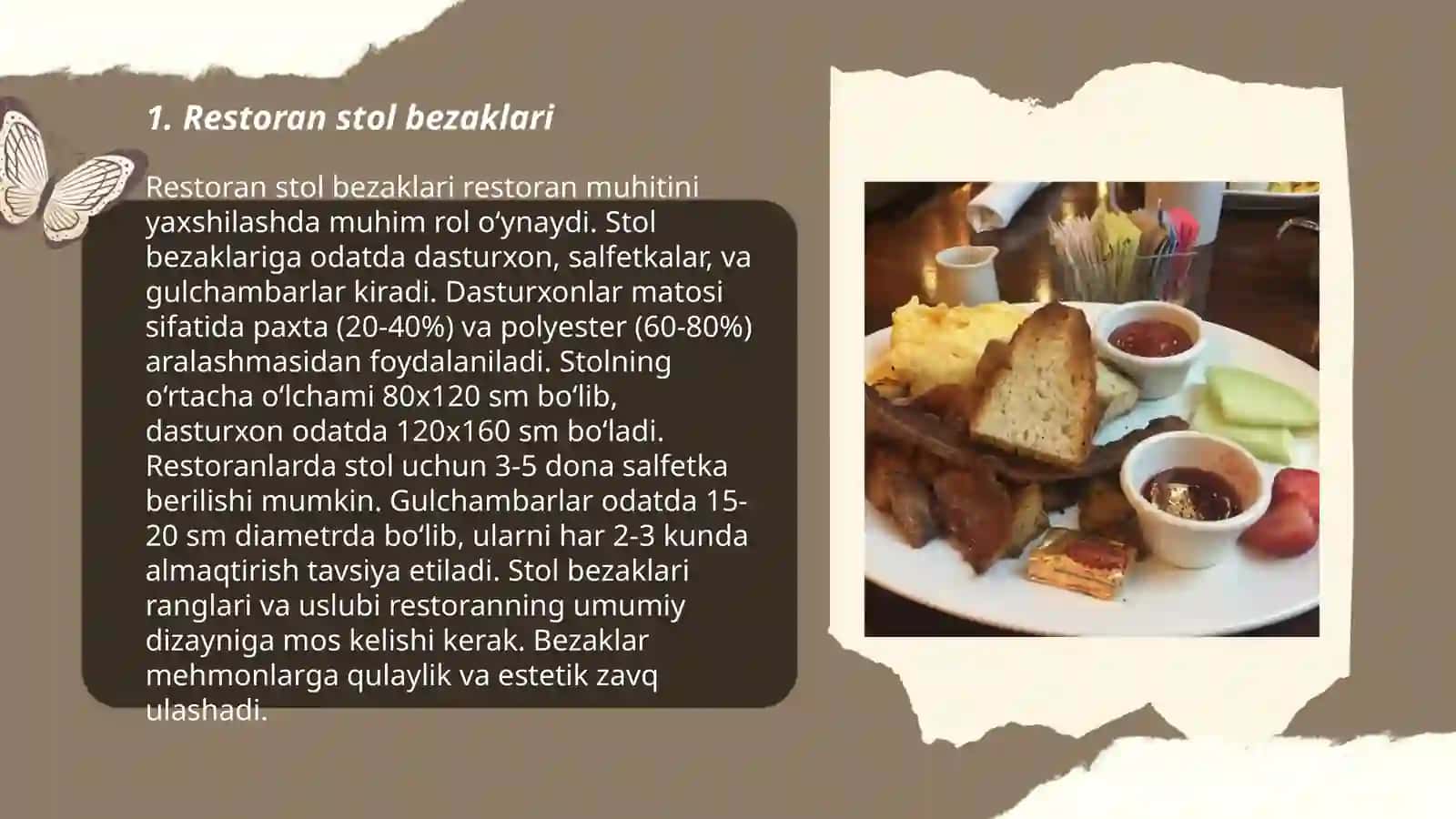 Restoranlarda ovqatlanish zalini tayyorlash 3