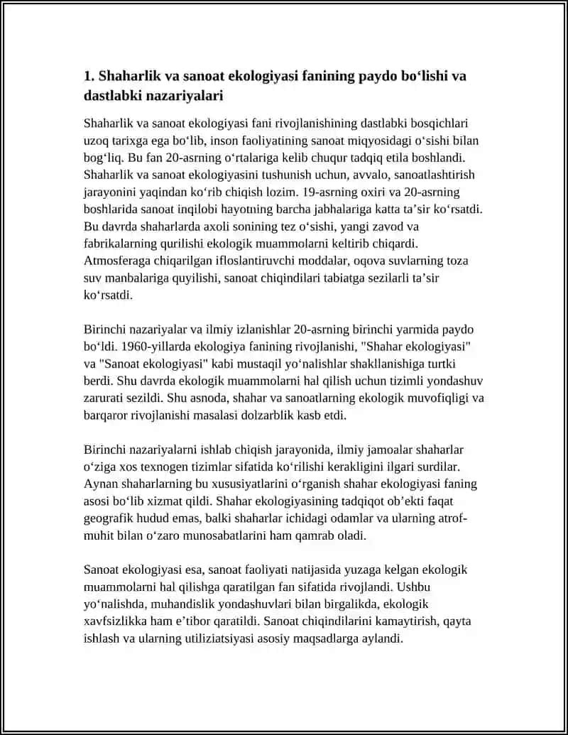 Shahar va Sanoat Ekologiyasi Fanini Tushunish 3