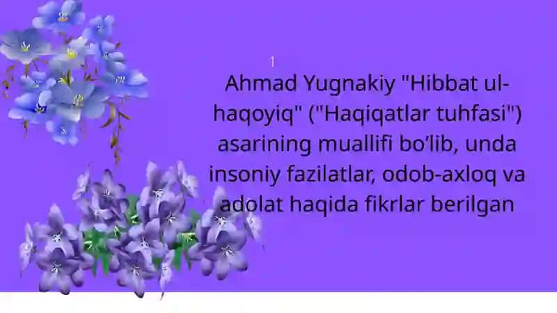 Ahmad Yassaviy va Yugnakiy hayoti va ijodi 3