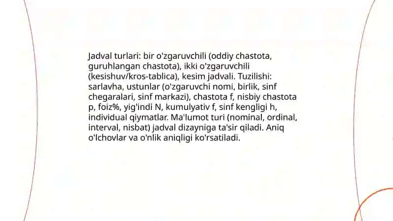 Ma'lumotlarni birlamchi tavsiflash usullari 3