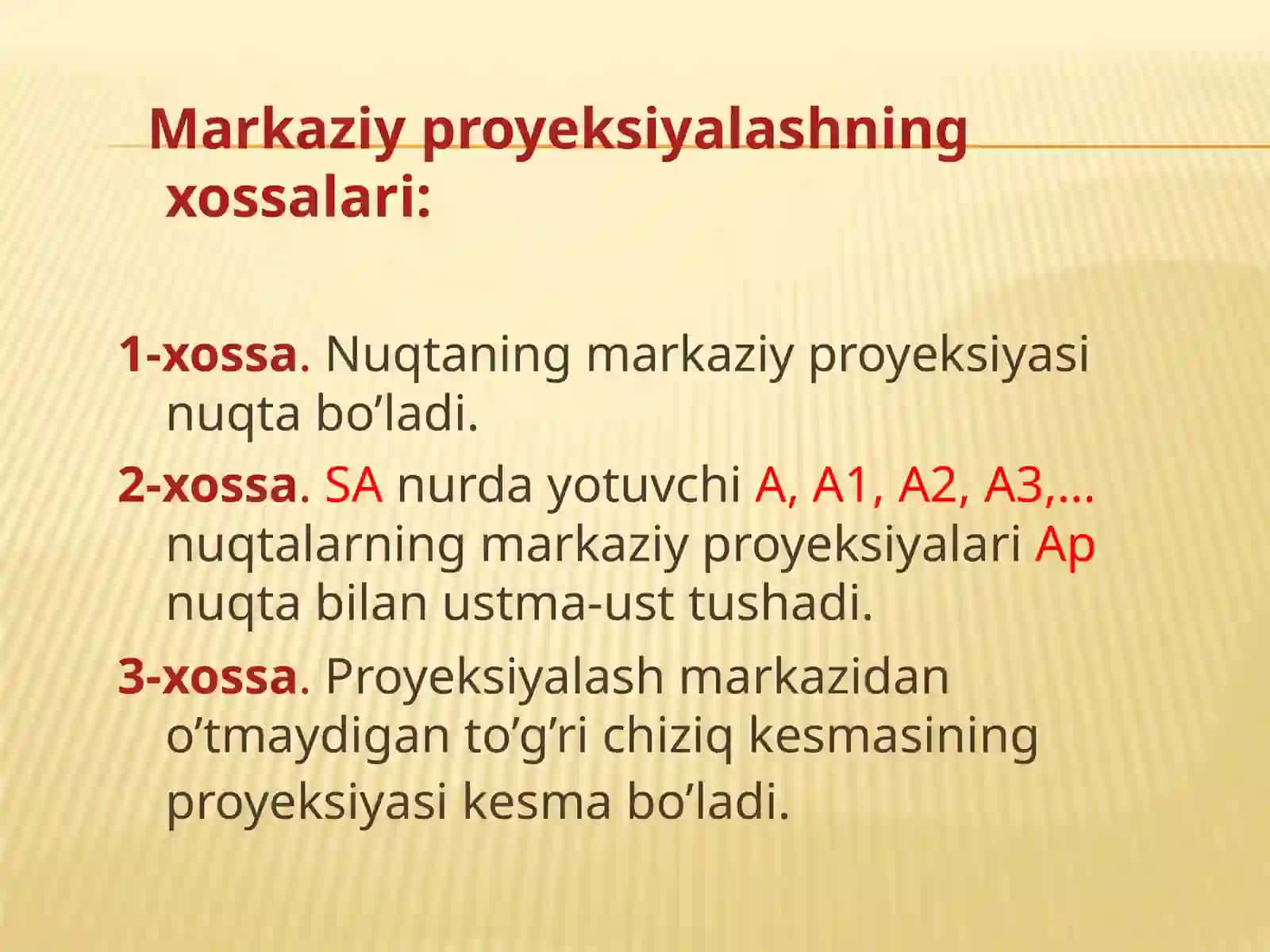 Markaziy va parallel proyeksiyalash 3