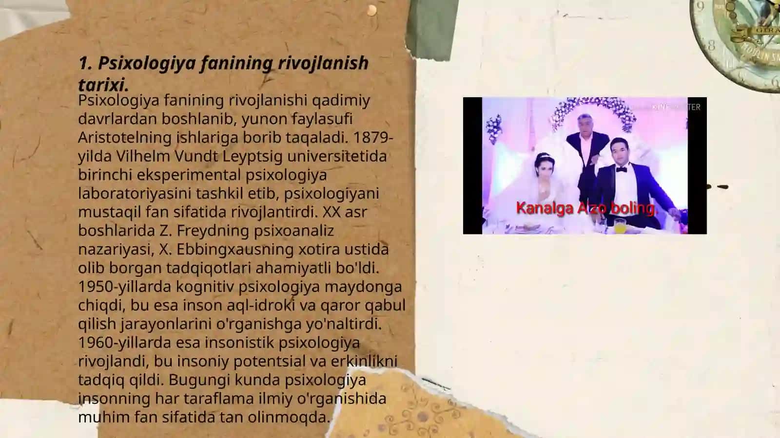 Psixologiya fanining taraqqiyotiga doir voqealar 3