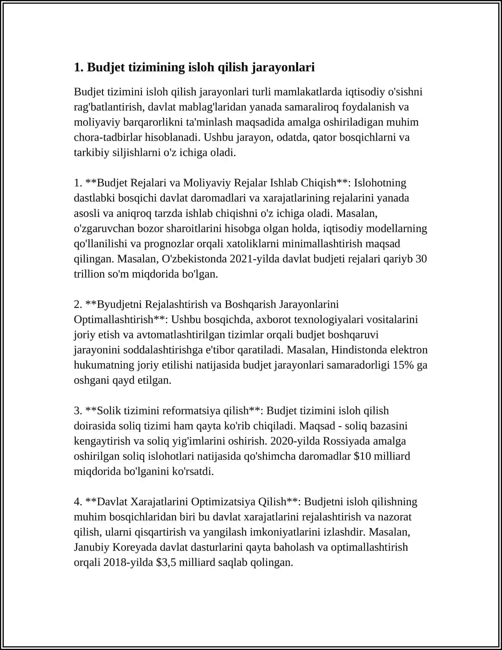 O‘ZBEKISTON RESPUBLIKASI BUDJET TIZIMINI ISLOH QILISHNING DOLZARB MUAMMOLARI 3