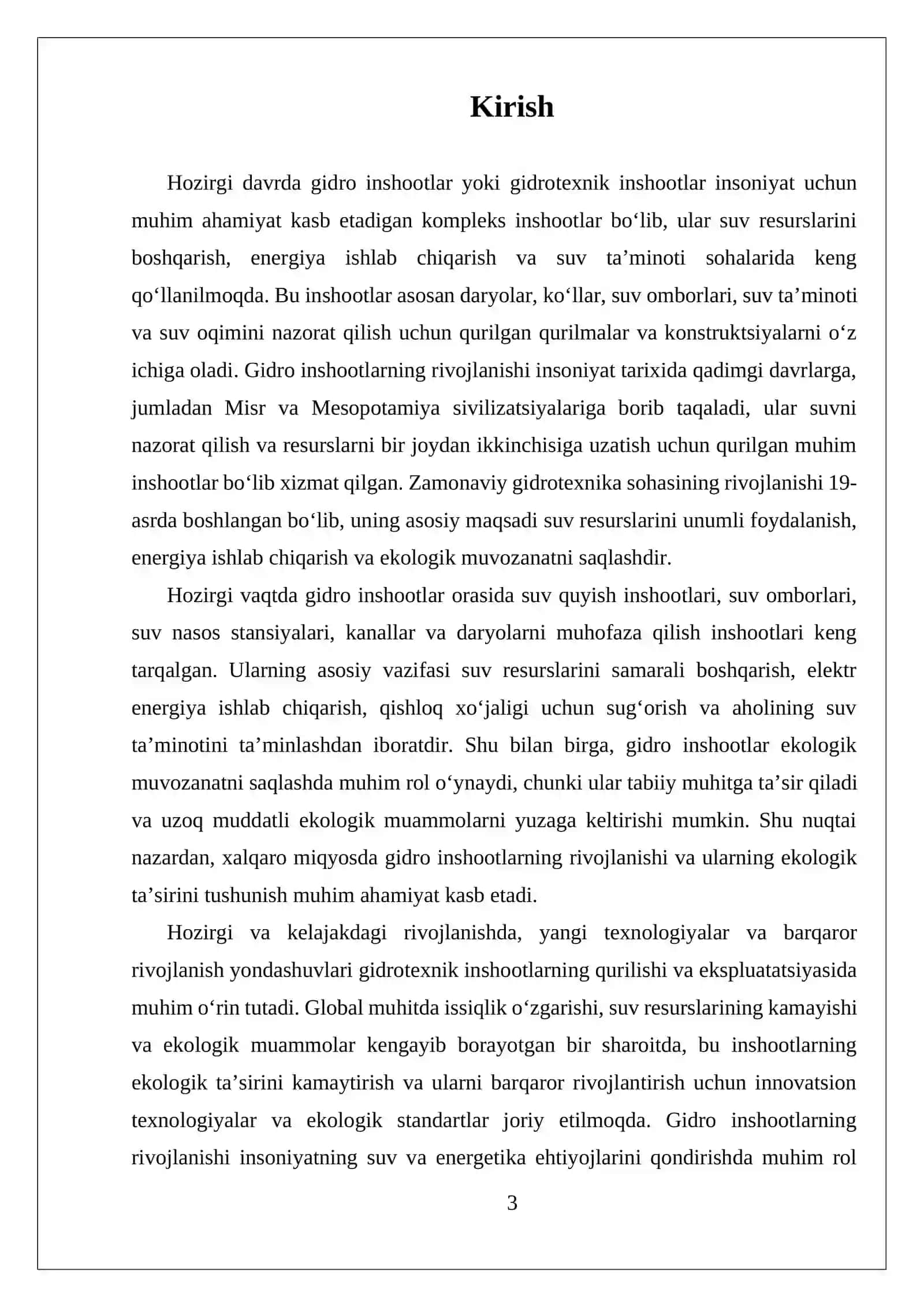 MUSTAQIL ISH GIDRO INSHOATLAR HAQIDA UMUMIY MA'LUMOT XALQARO MIQIYOSDA 3