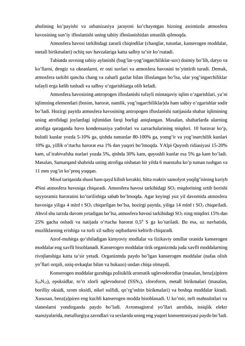 O’zbekiston Respublikasi atmosfera havosining ifloslanishi va uning oqibatlari 3