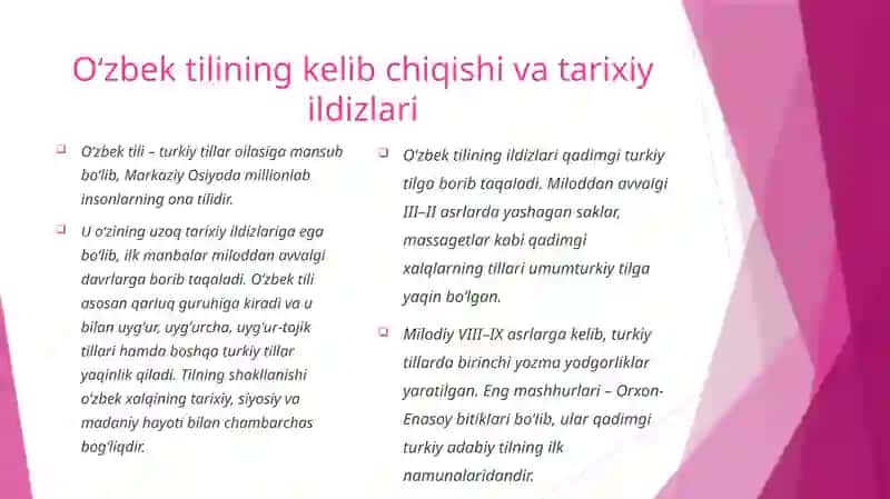 O’zbek tilining taraqqiyot bosqichlari 3