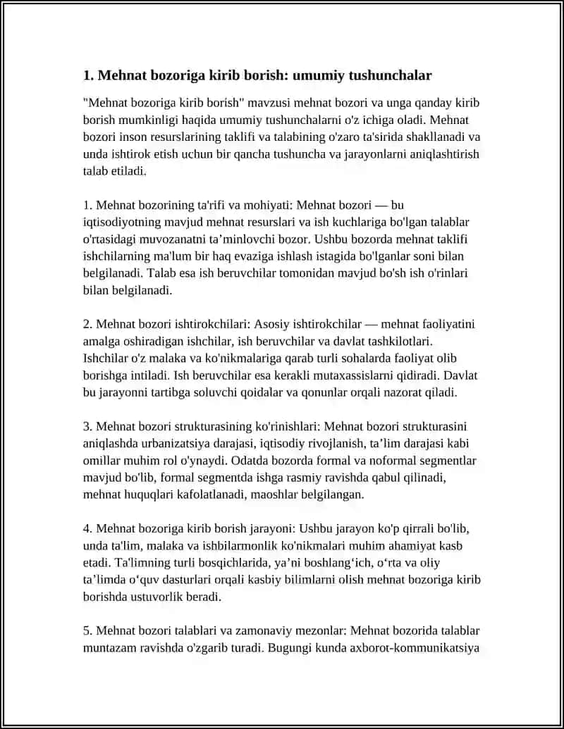 Mehnat bozoriga kirib borish 3