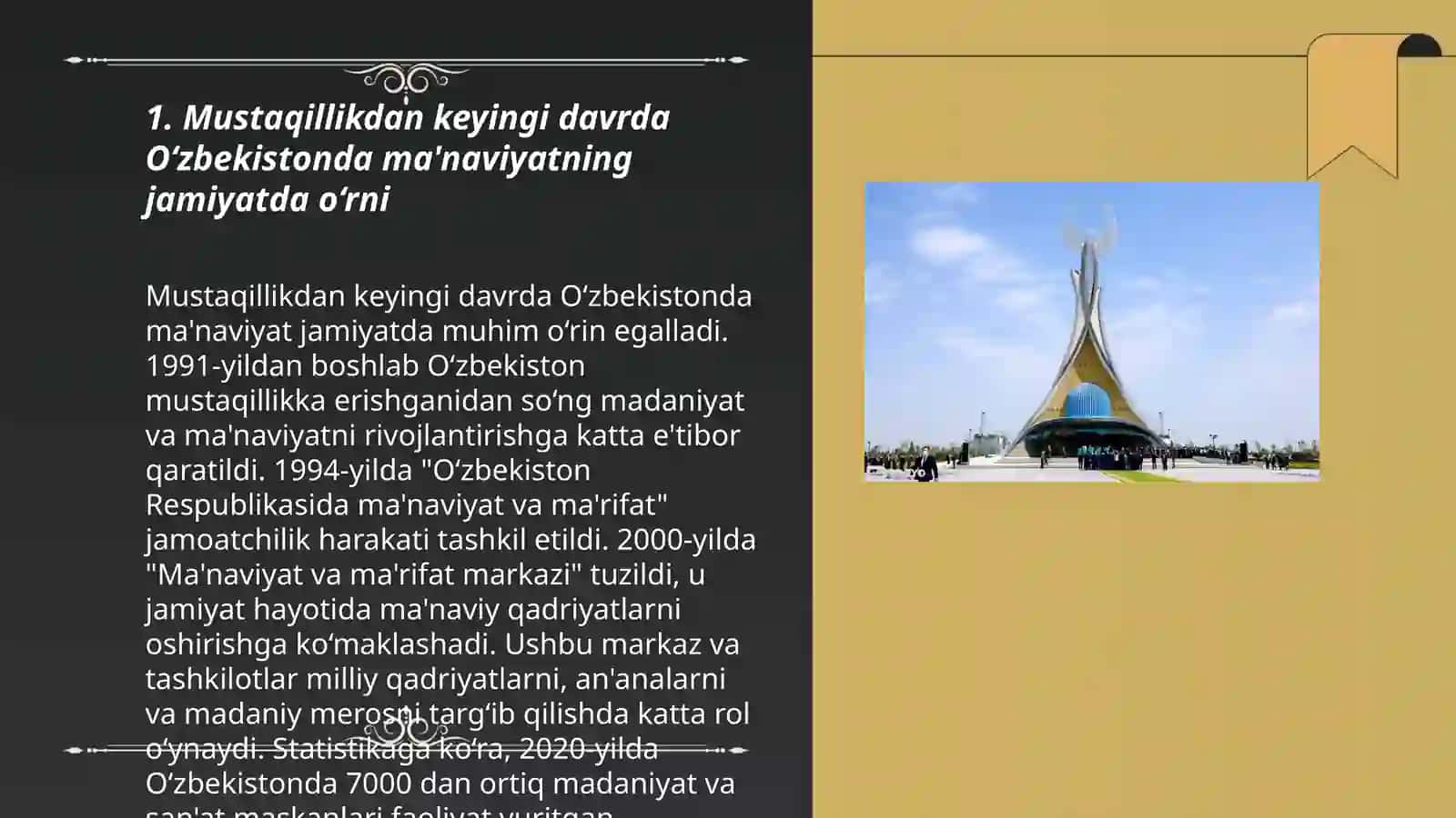 Mustaqillik yillarida O‘zbekistondagi ma'naviy va madaniy taraqqiyot 3
