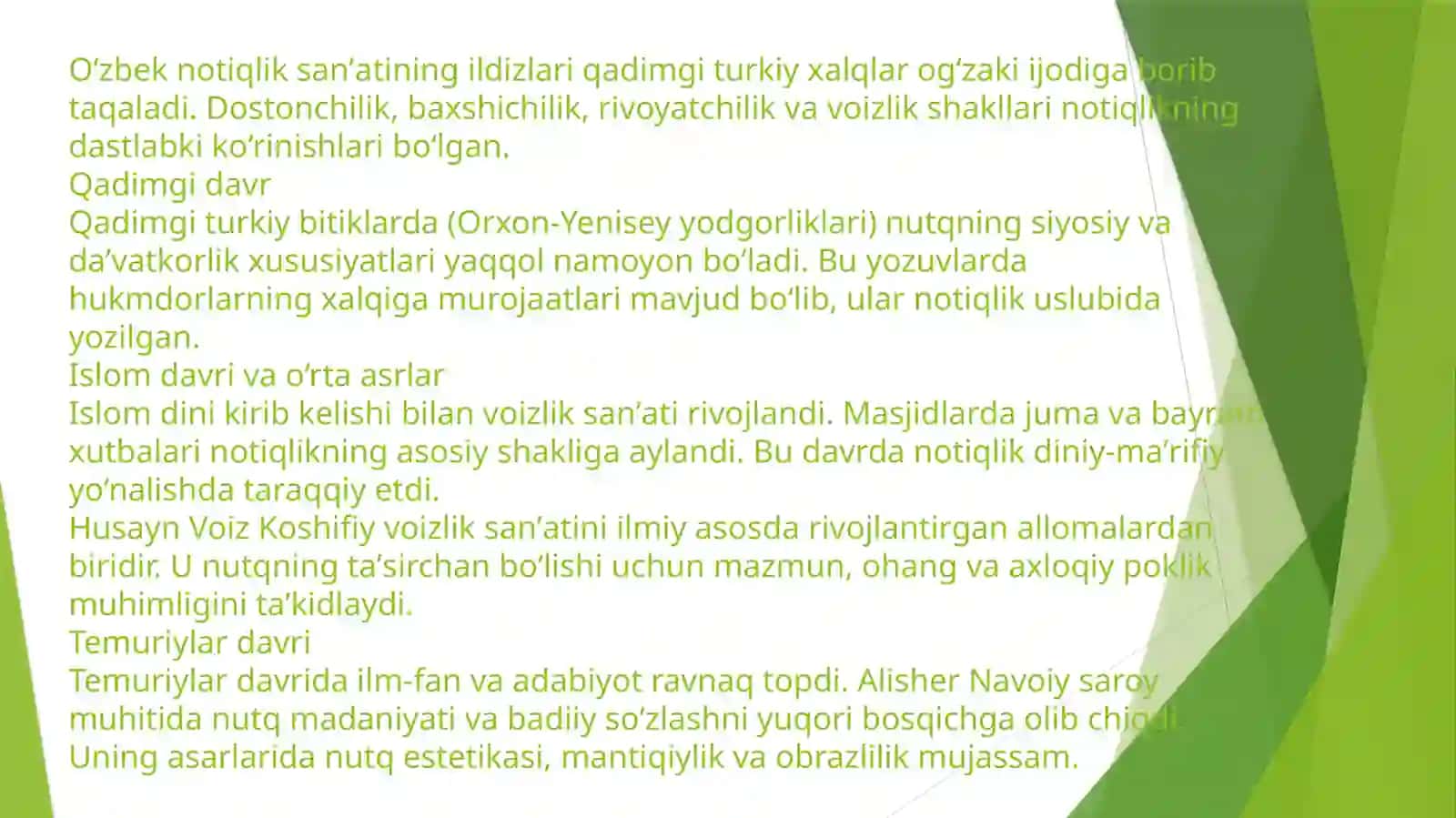 OʻZBEK NOTIQLIK SANʼATINI OʻRGANISH. ROVIYLIK SANʼATI HAQIDA TUSHUNCHA 3