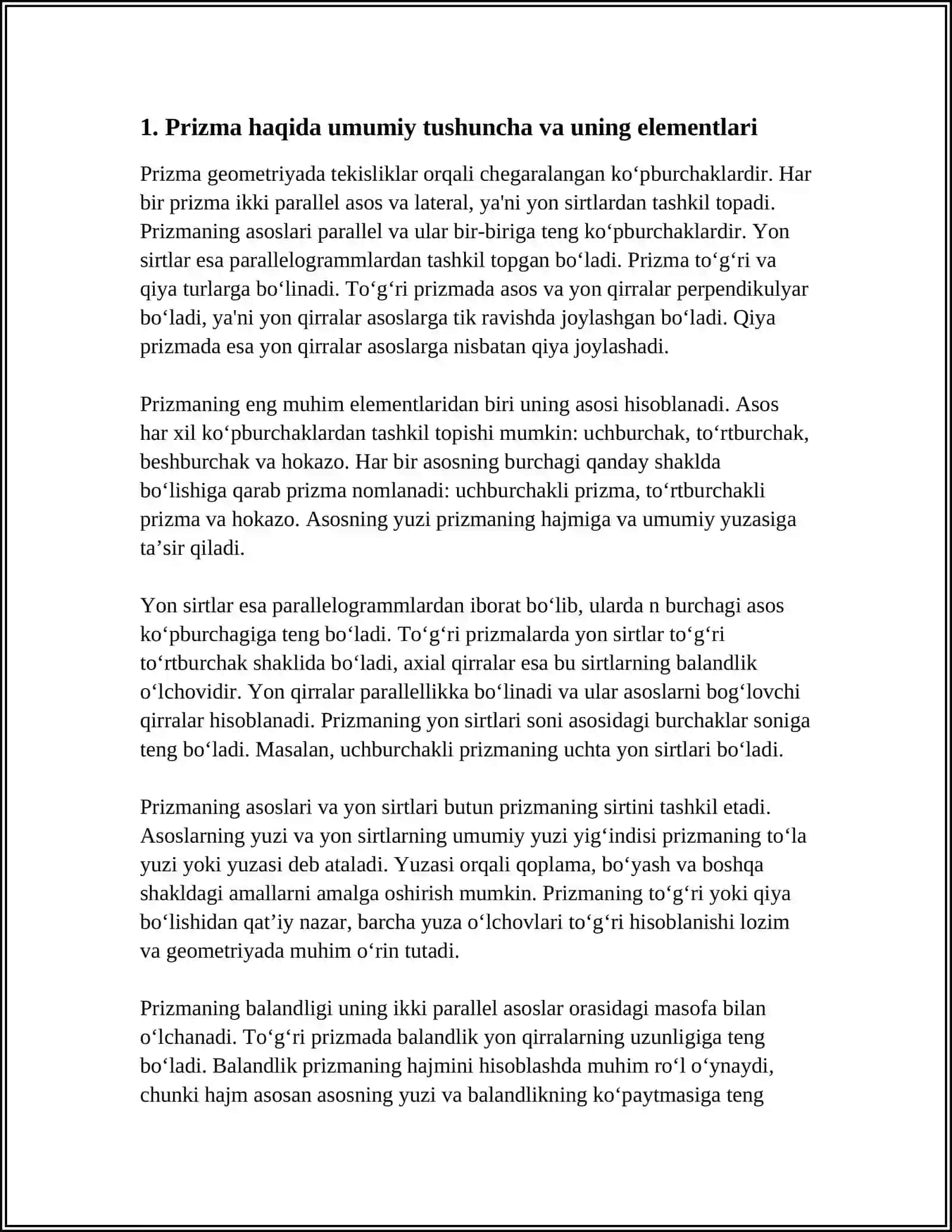 PRIZMA VA UNING SIRTI 3