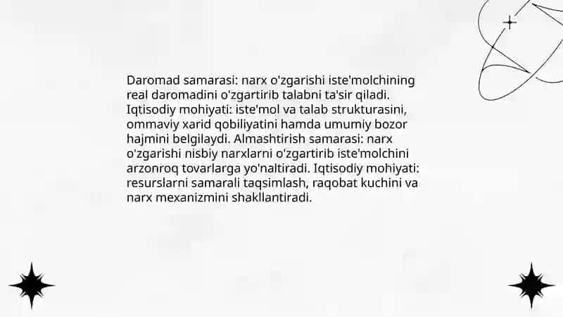 Daromad samarasi va almashtirish samarasi 3