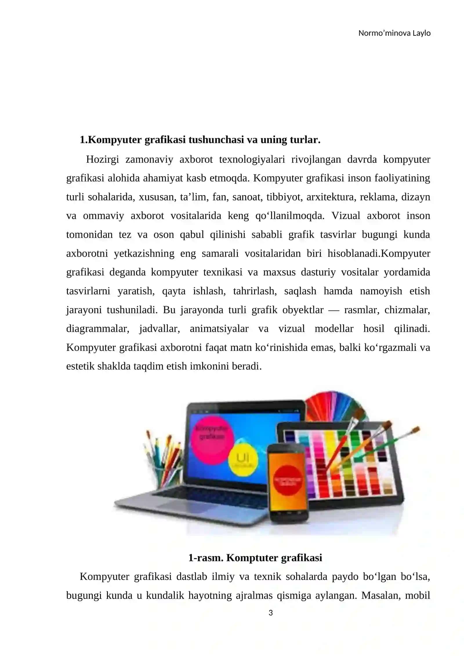 Kompyuter grafikasi tushunchasi va grafik muharrirlar bilan ishlash 3