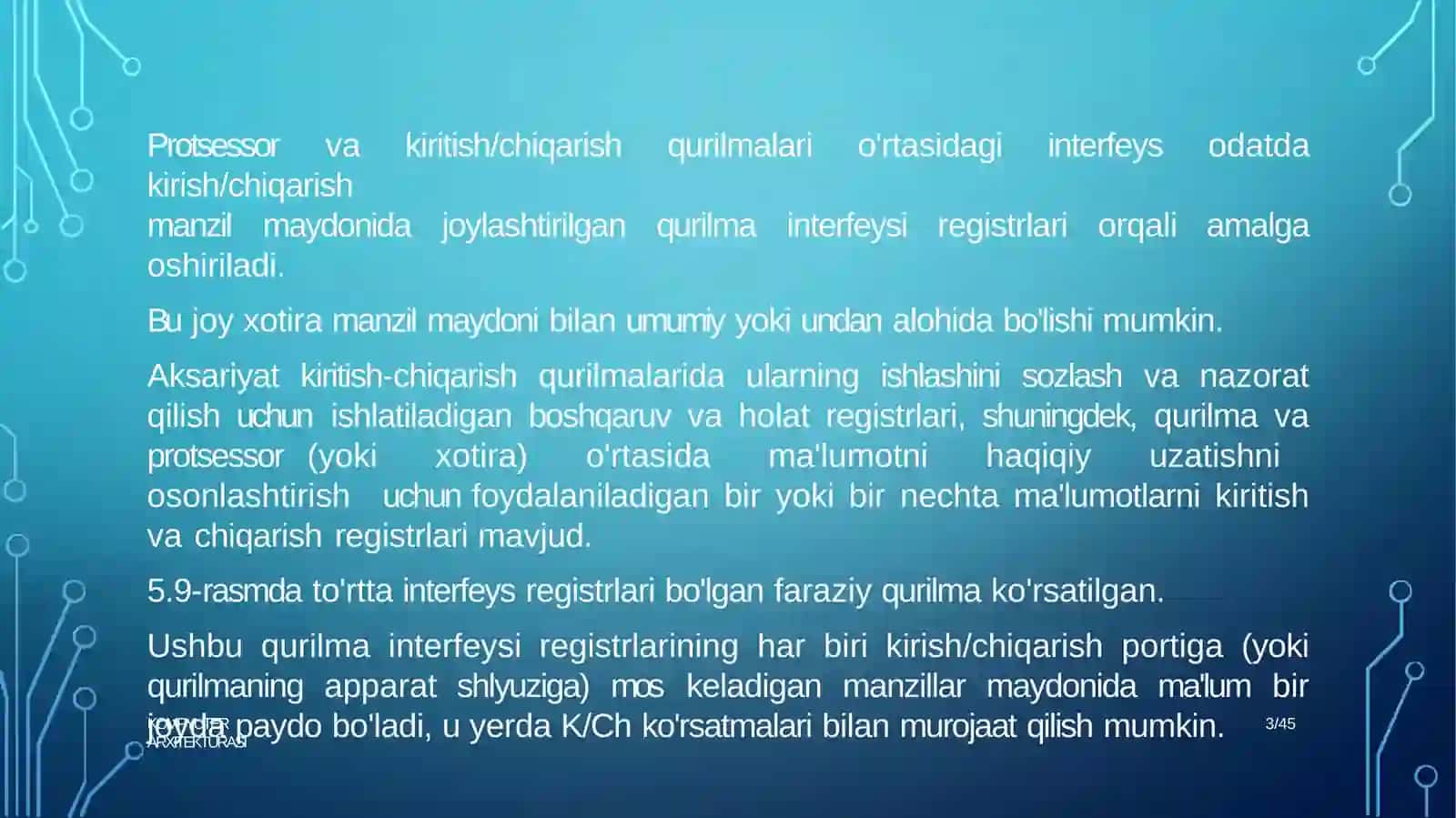 Mavzu: KIRITISH/CHIQARISH(I/O) 3