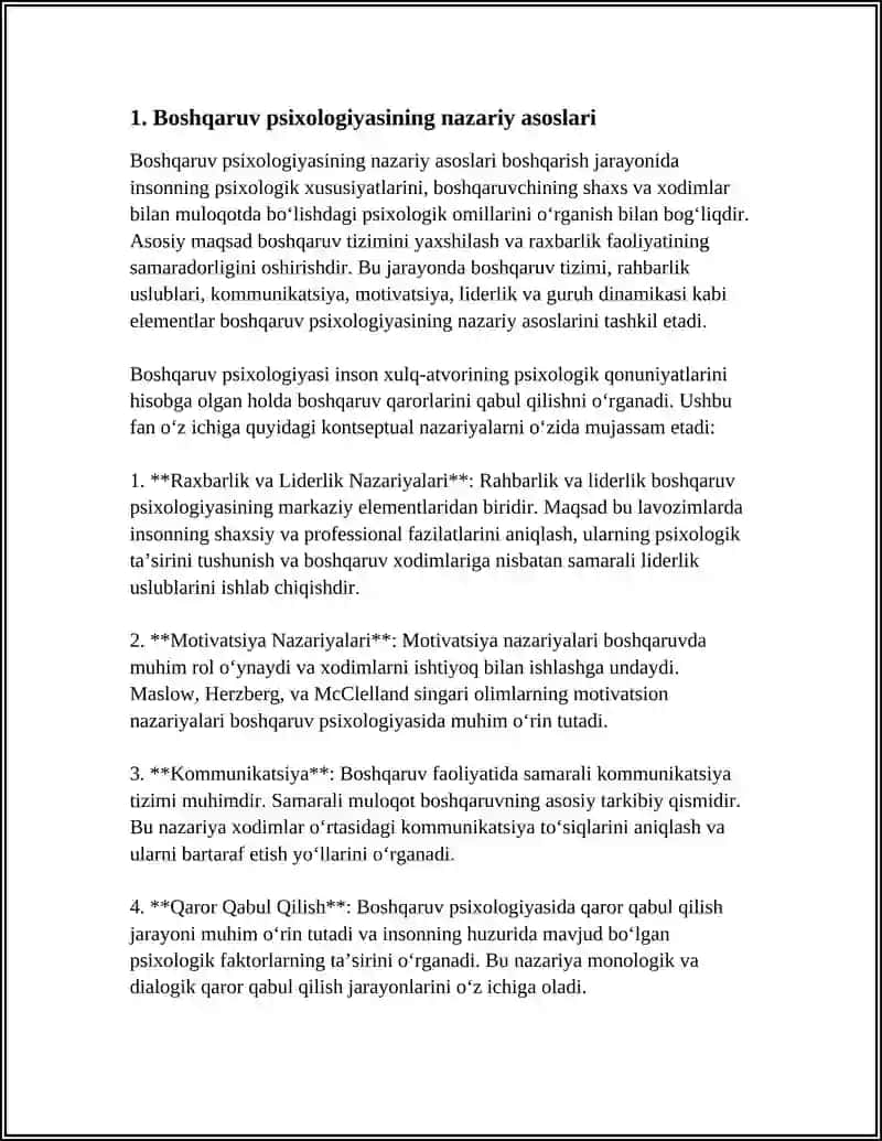 BOSHQARUV PSIXOLOGIYASI. TA'LIM OLUVCHILARGA PSIXOLOGIK TA' SIR KO' RSATISH YO LLARI 3