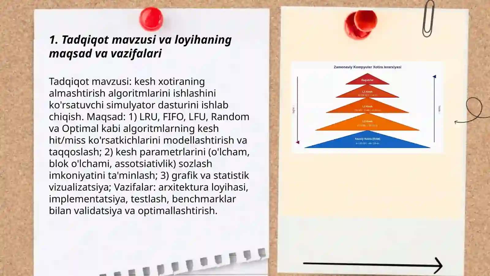 Kesh xotiraning almashtirish algaritmlarini ishlashini ko'rsatuvchi simulyator dasturi 3