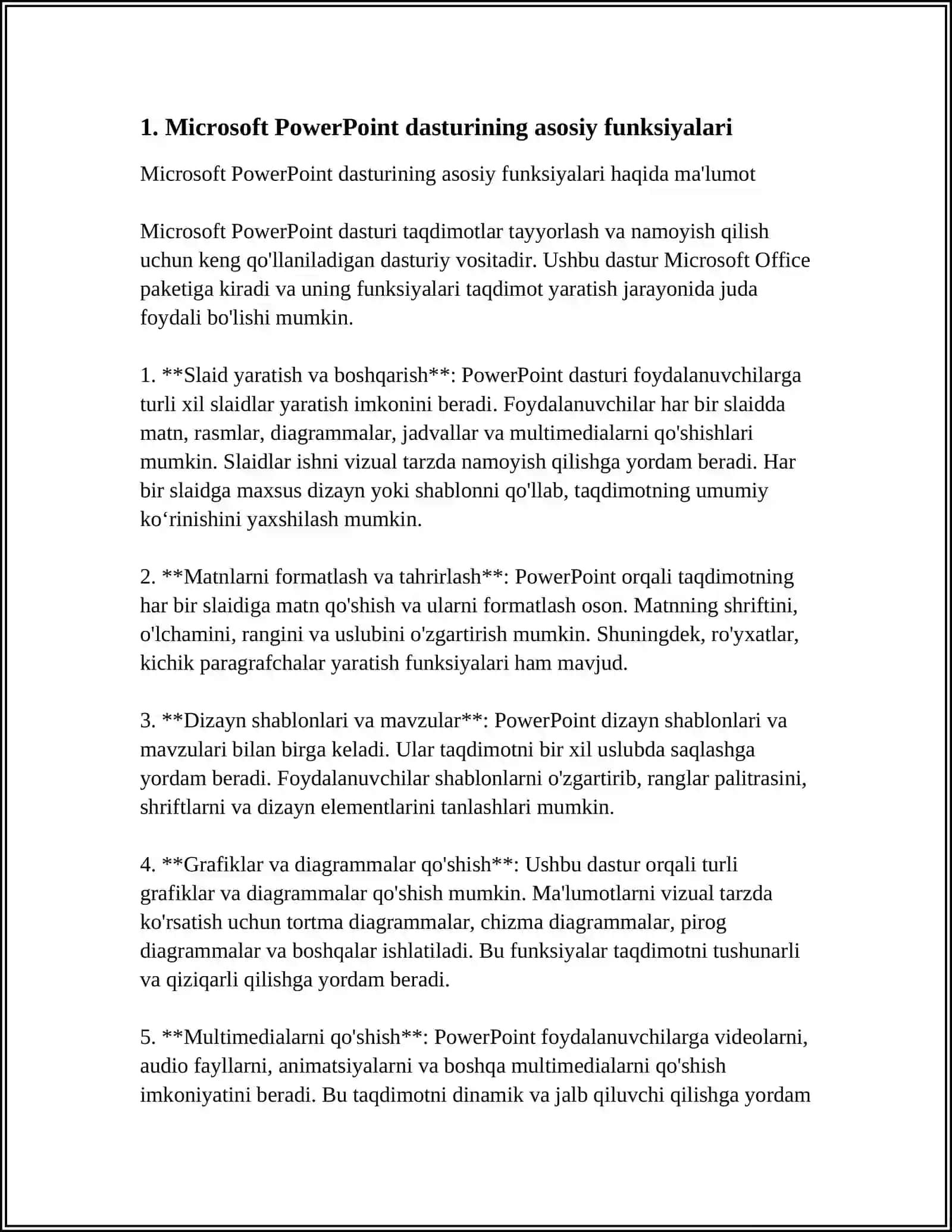 POWER POINT DASTURIDA TAQDIMOT NAMOYISHINI BOSHQARISH 3