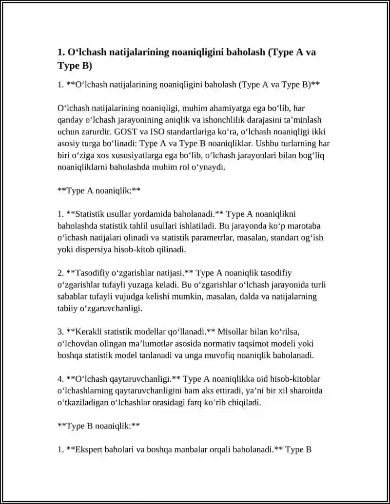 Oʻlchash natijalarining noaniqligini baholash (Type A va Type B) 3