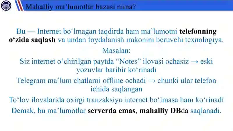 Mahalliy maʼlumotlar bazasi (SQLite, Realm) 3