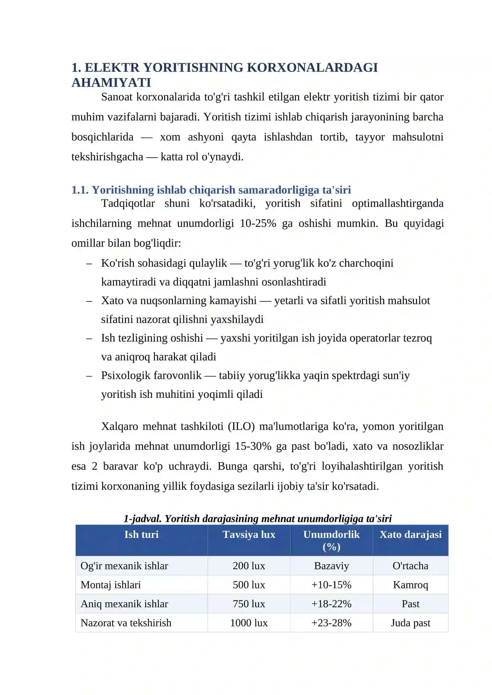 KONCHILIK KORXONALARDA ELEKTR YORITISHNING AHAMIYATI. ELEKTR YORITISH USKUNALARINING TURLARI VA TUZILISHI 3