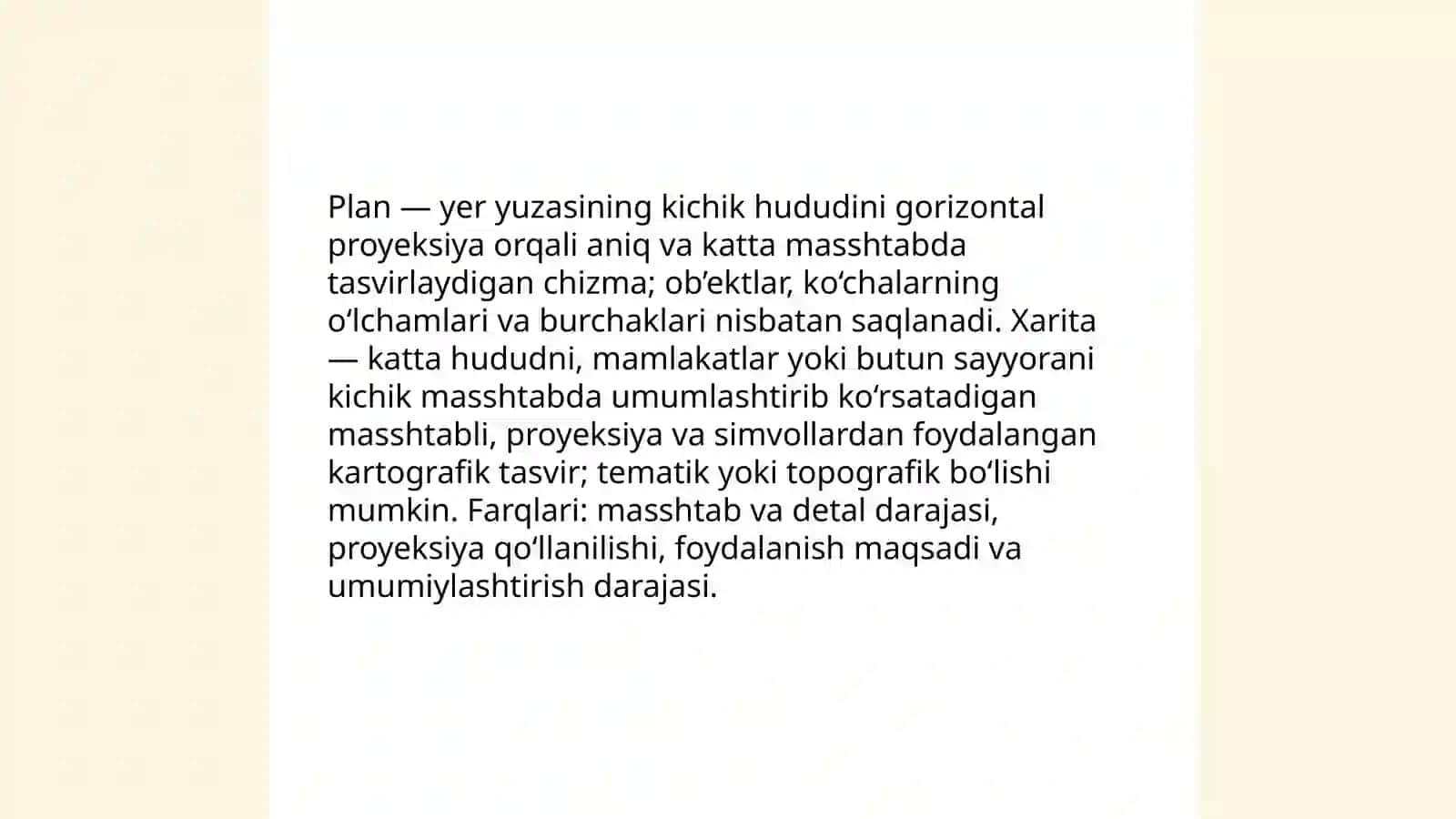 Plan va Xarita bilan ishlash 3