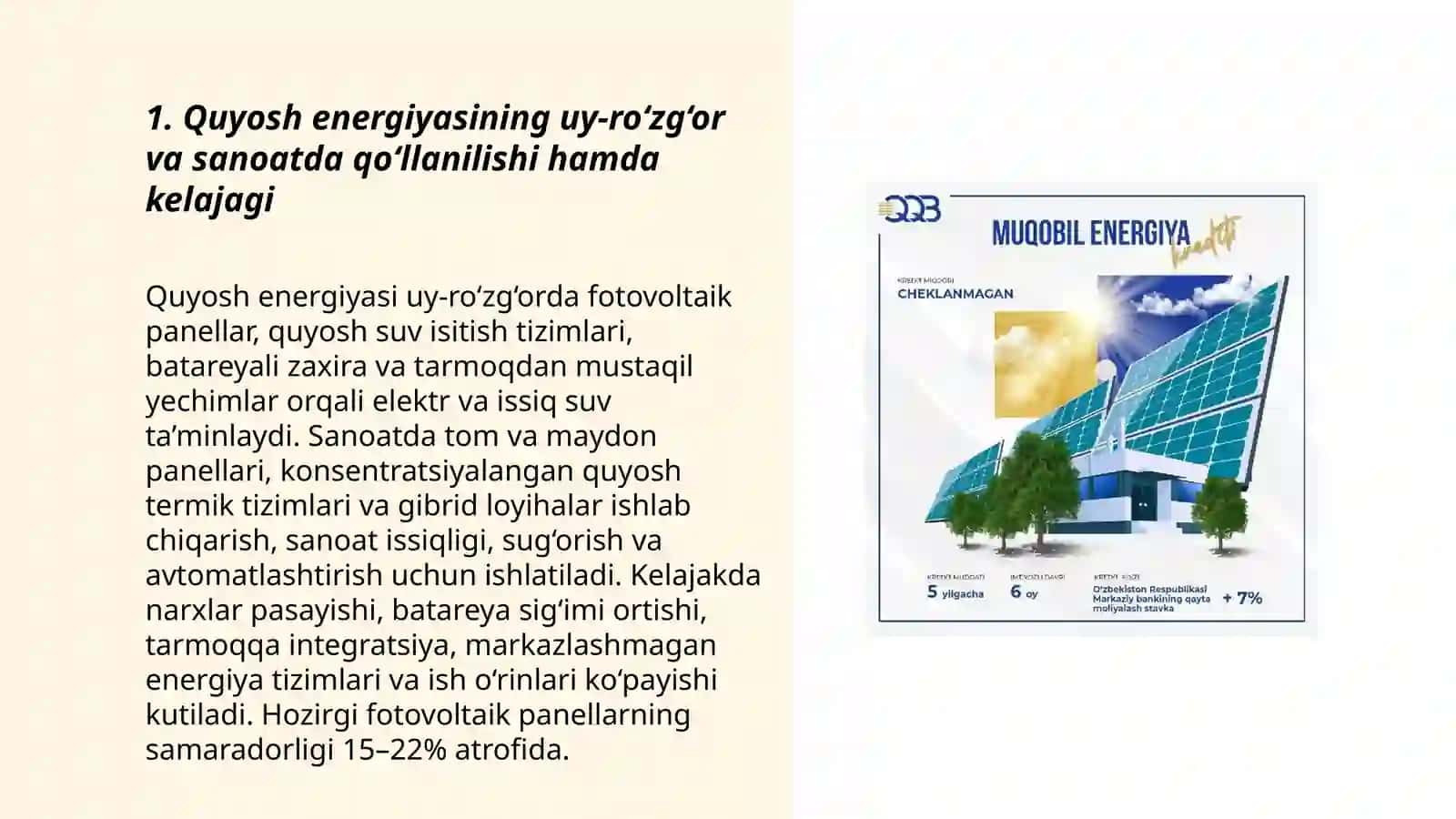 Qayta tiklanuvchi energiya manbalarining qo'llanilishi va kelajagi 3