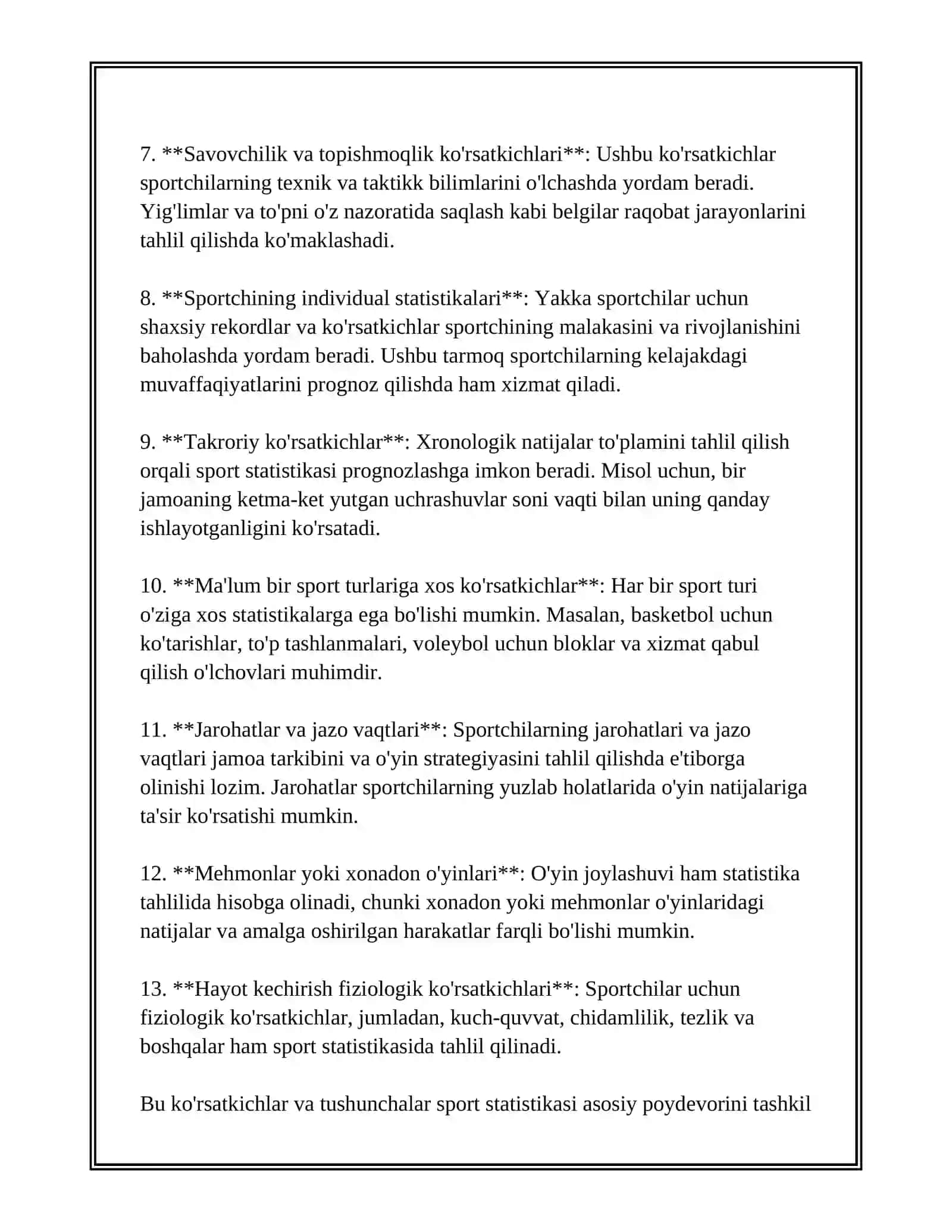 SPORT STATISTIKASI VA NATIJALARNI PROGNOZLASH 3