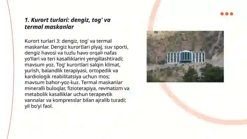 Dam olish maskanlari, sanatoriyalar va kurortlar 3