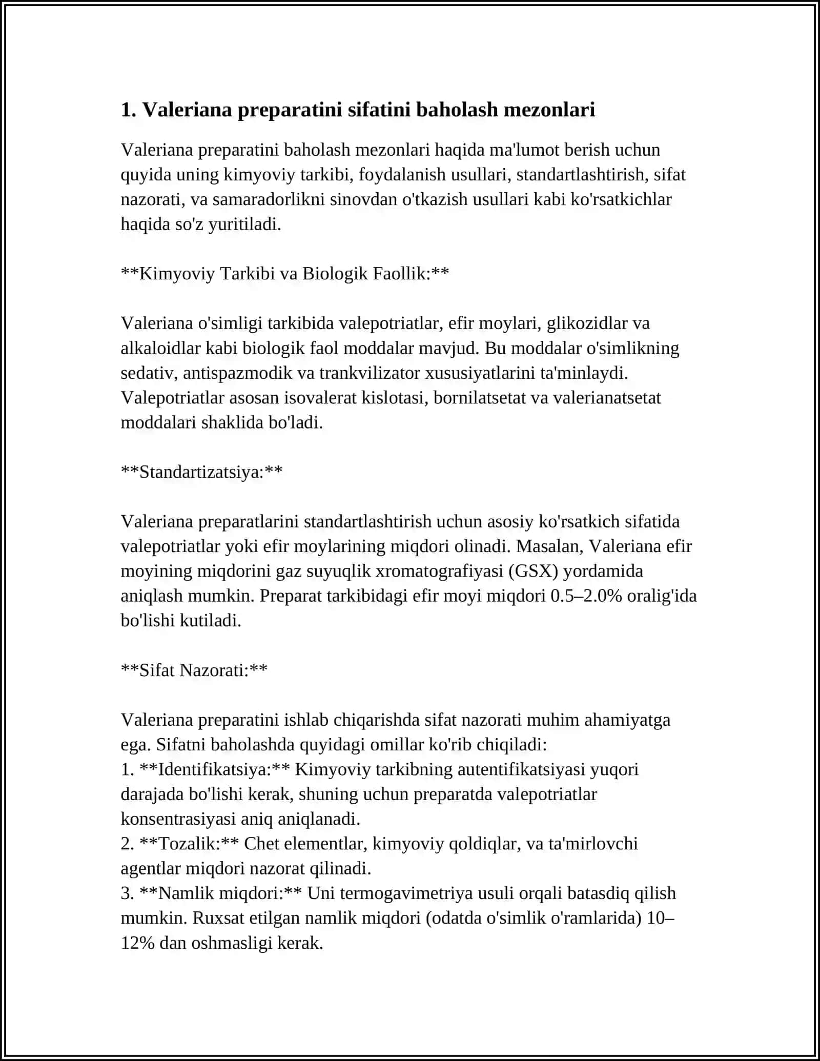 VALERINANA, ERMON, KALAMPIR YALPIZ VA BELLADONNA NASTOYKALARINI SIFATINI BAHOLASH 3