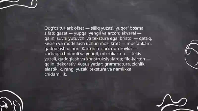 Qogʻoz va karton bilan ishlash darslarining mazmuni 3