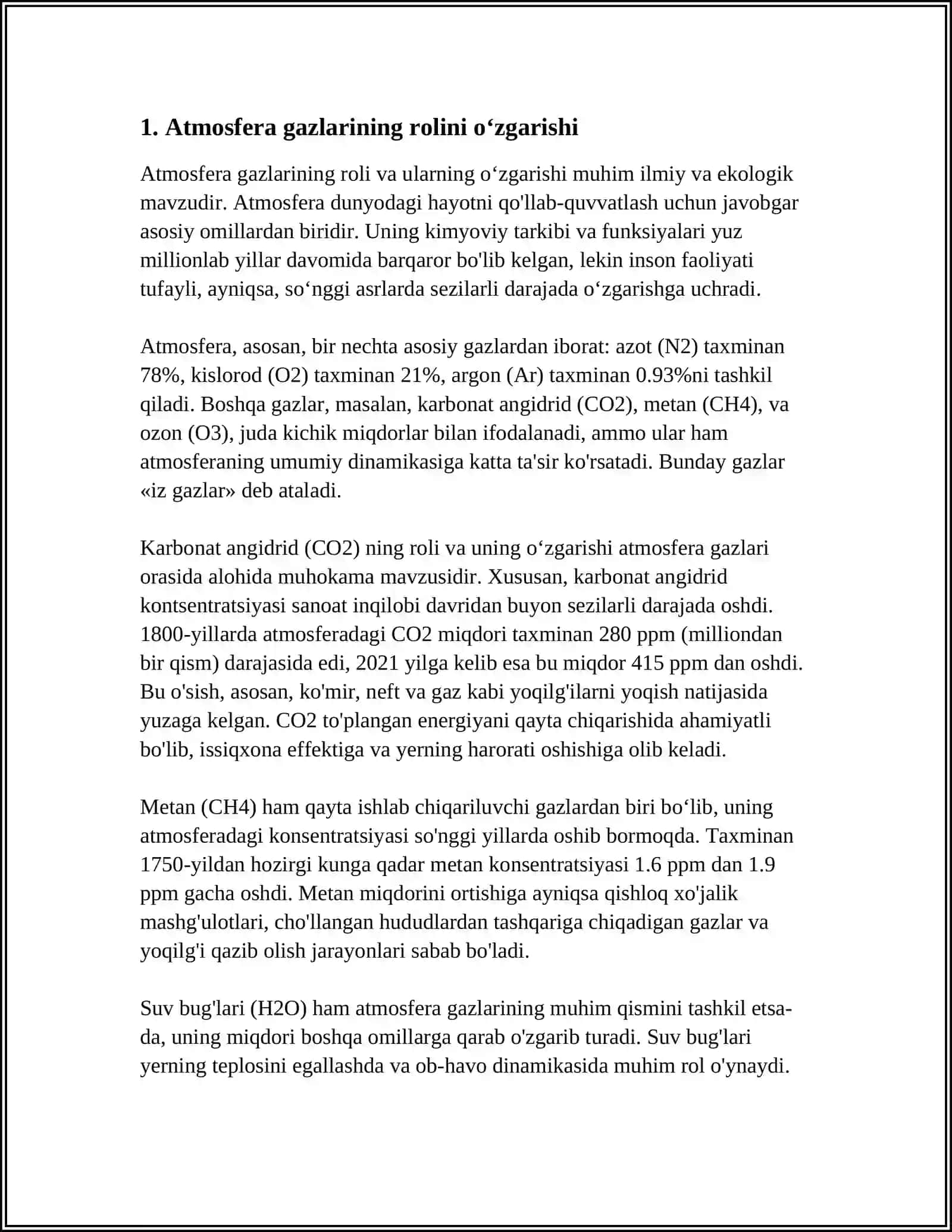 IQLIM OʻZGARISHI SABABLARI. ISSIQXONA EFFEKTI MEXANIZMI VA EKOLOGIK XAVFLAR 3