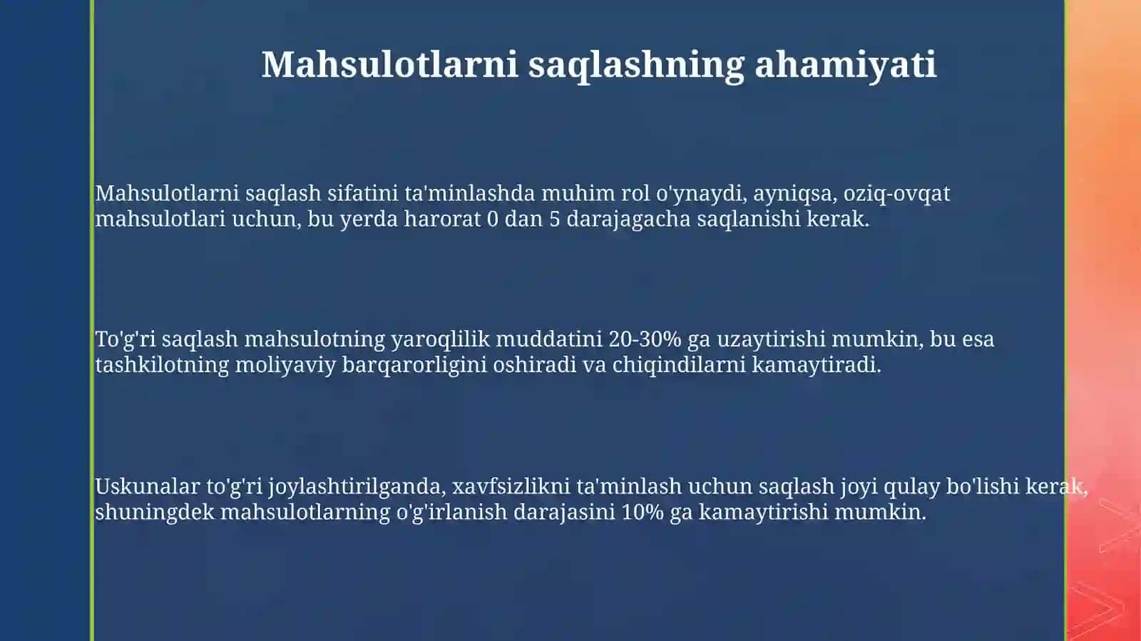 Mahsulotlarni saqlash 3