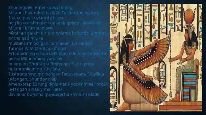 Qadimgi MISR DIPLOMATIYASIDA SULOLAVIY NIKOHLAR 3