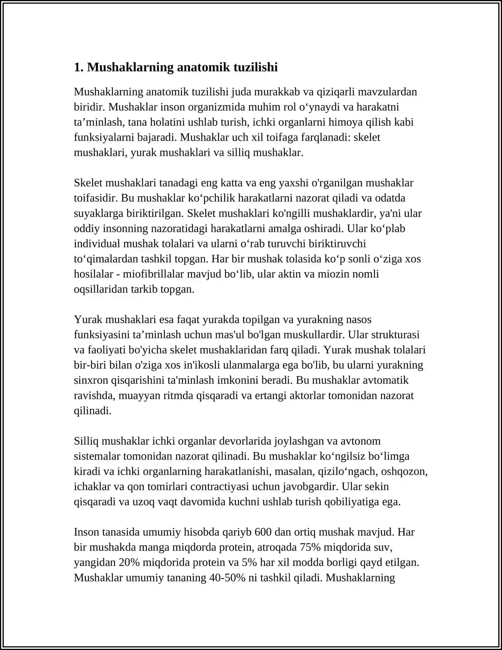 MUSHAKLARNING ISHI VA BIOMEXANIKASI. LESGAFT MUSHAKLAR TOGISIDA TA'LIMOT 3