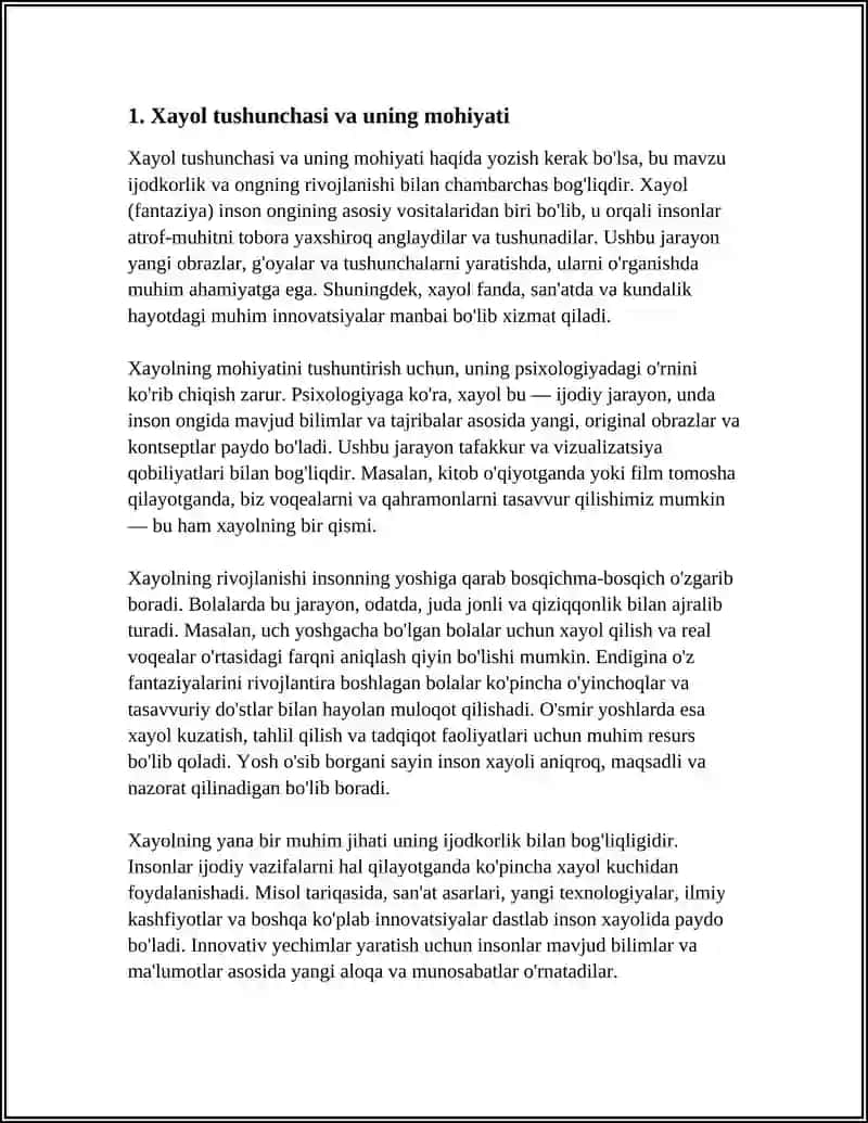 XAYOL, XAYOLNING TORLIGI VA KENGLIGI 3