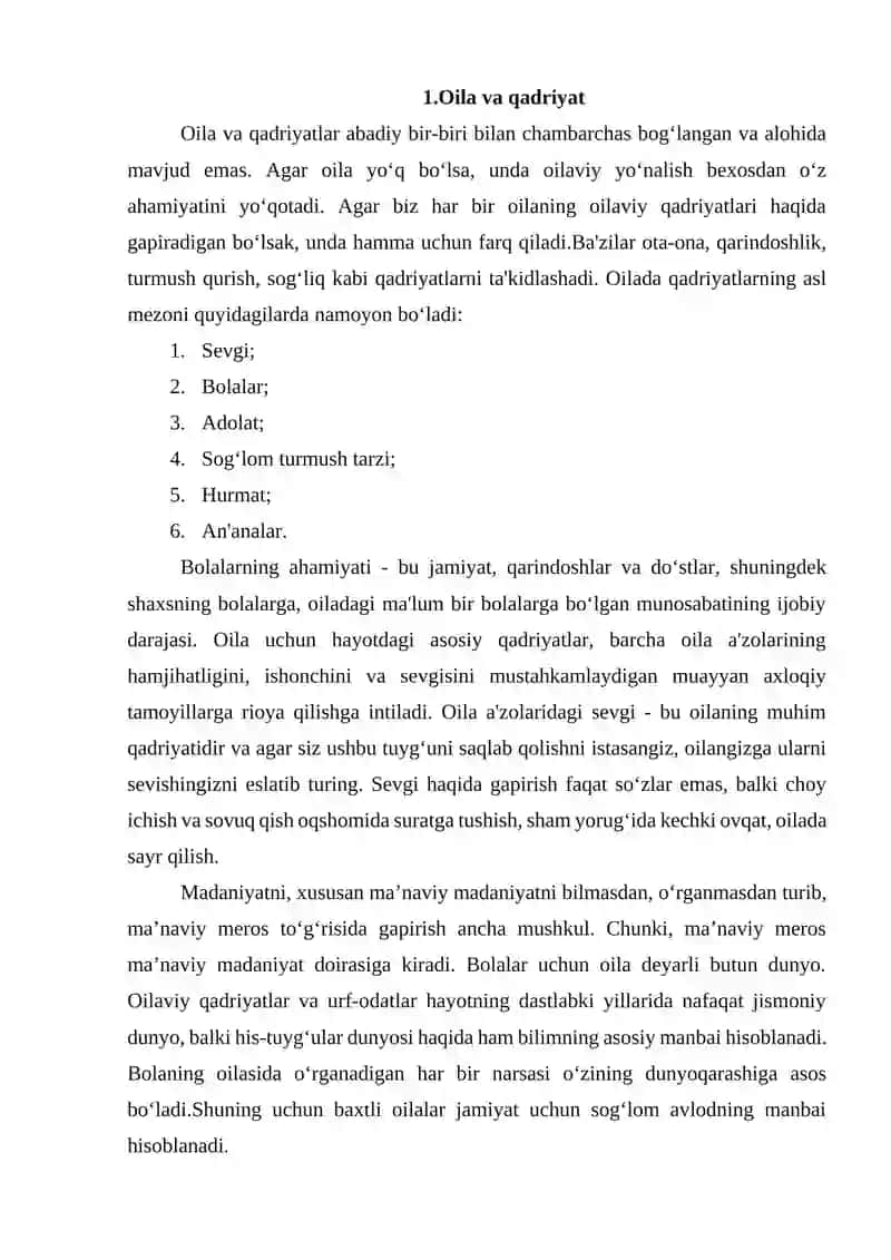 OILA QADRIYATLAR BESHIGI 3