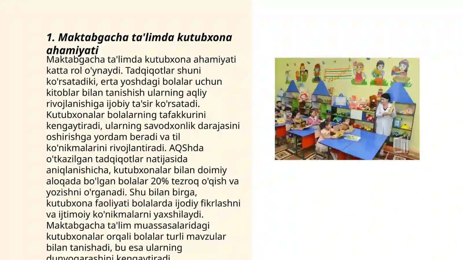 Maktabgacha ta'limda kutubxona ahamiyati 3