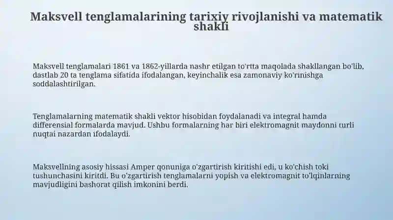 Maksvell tenglamalari va ularning fizik maʼnosi 3