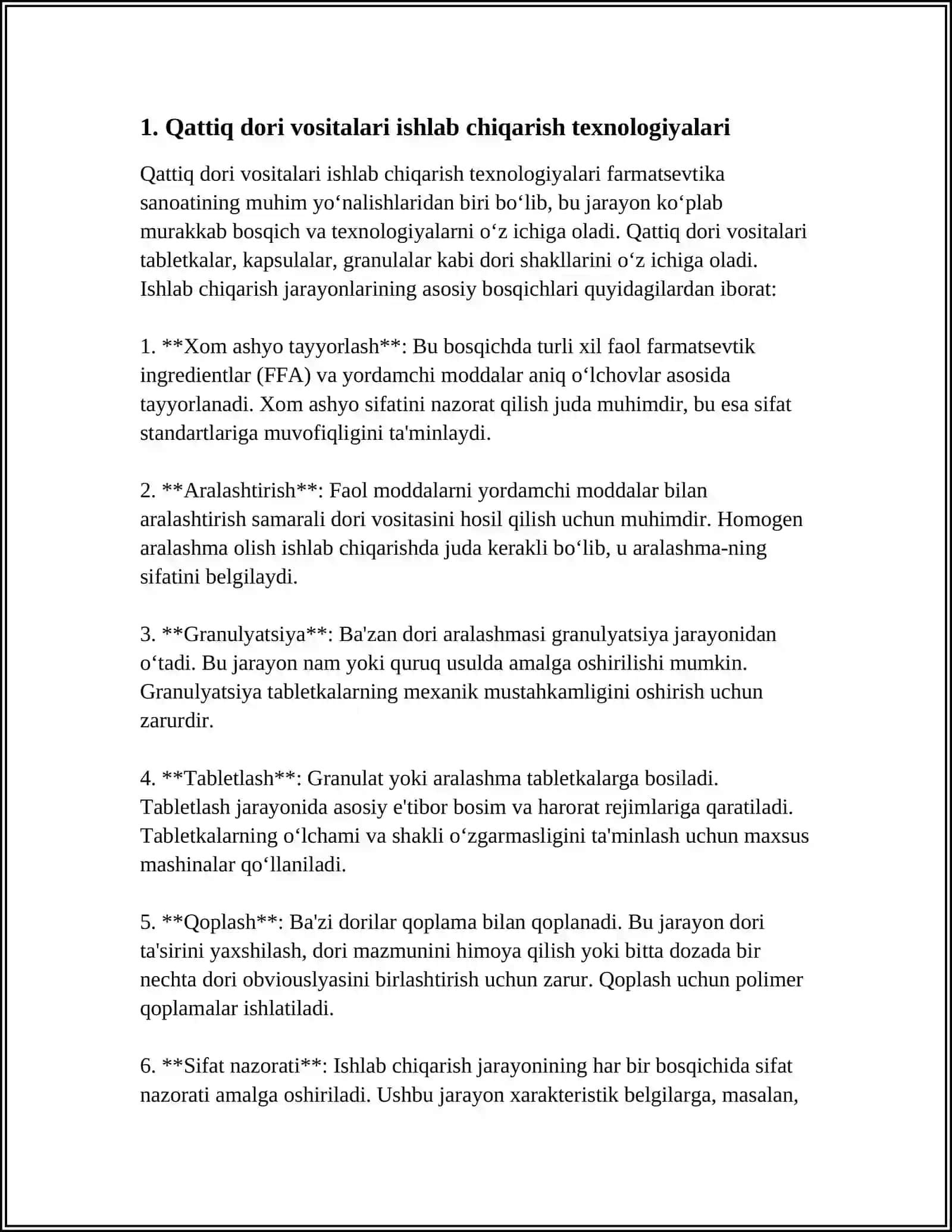 Qattiq dori vositalari ishlab chiqarish texnologiyalari 3