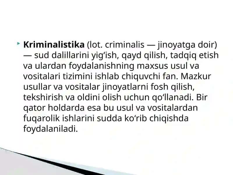 Kriminalistikada Kimyoni O'rni 3