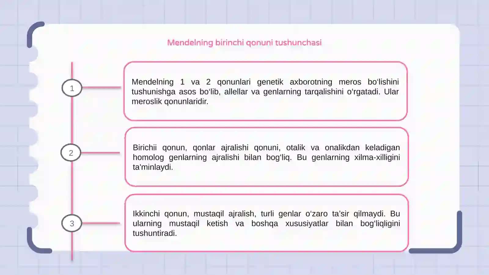 Mendelning 1,2 qonunlari. Allel genlarning o'zaro ta'siri 3