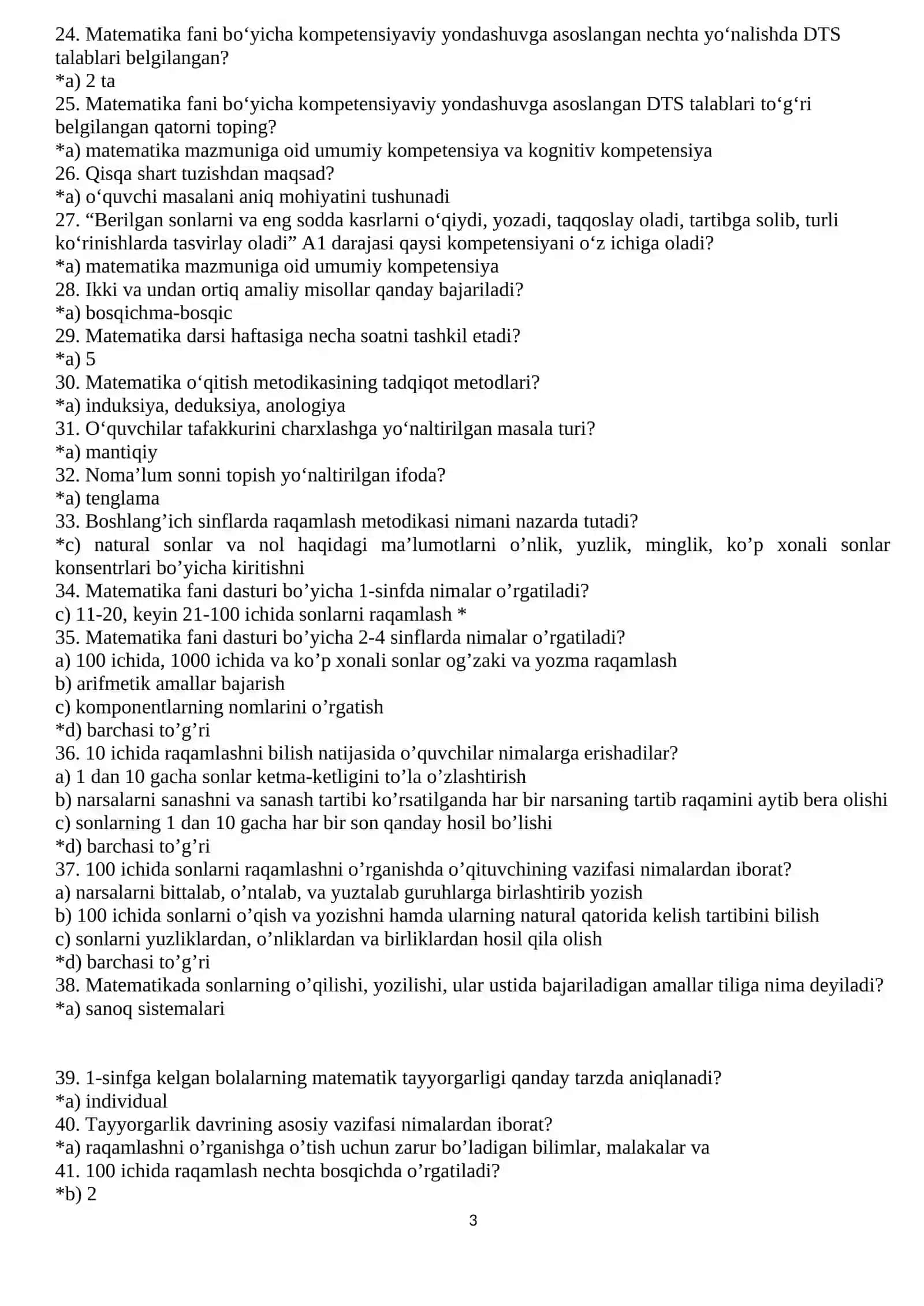 Boshlang`ich ta`lim fanlari bo`yicha testlari to`plami. 3