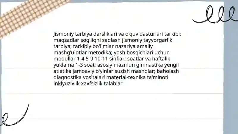 Jismoniy tarbiya darsliklari va o'quv dasturlari tarkibi 3