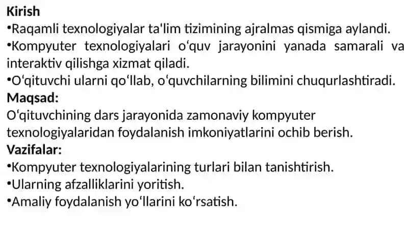 O'qituvchi pedagogik faoliyatida kompyuter texnologiyalaridan foydalanish 3