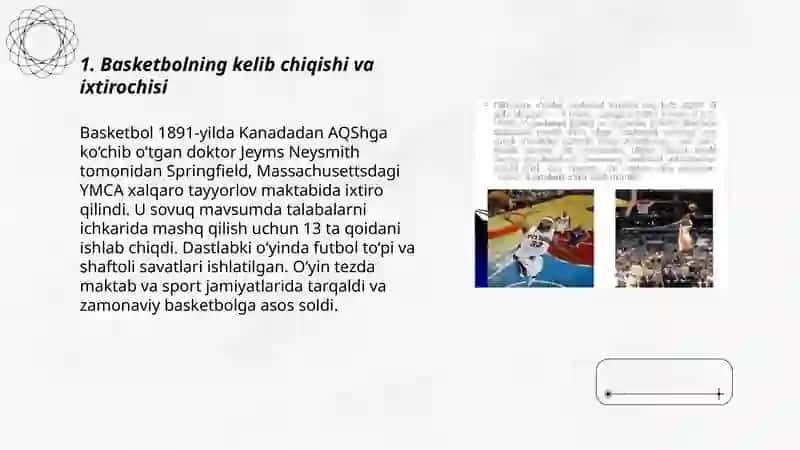 Basketbol oʻyinining kelib chiqishi va rivojlanishi 3