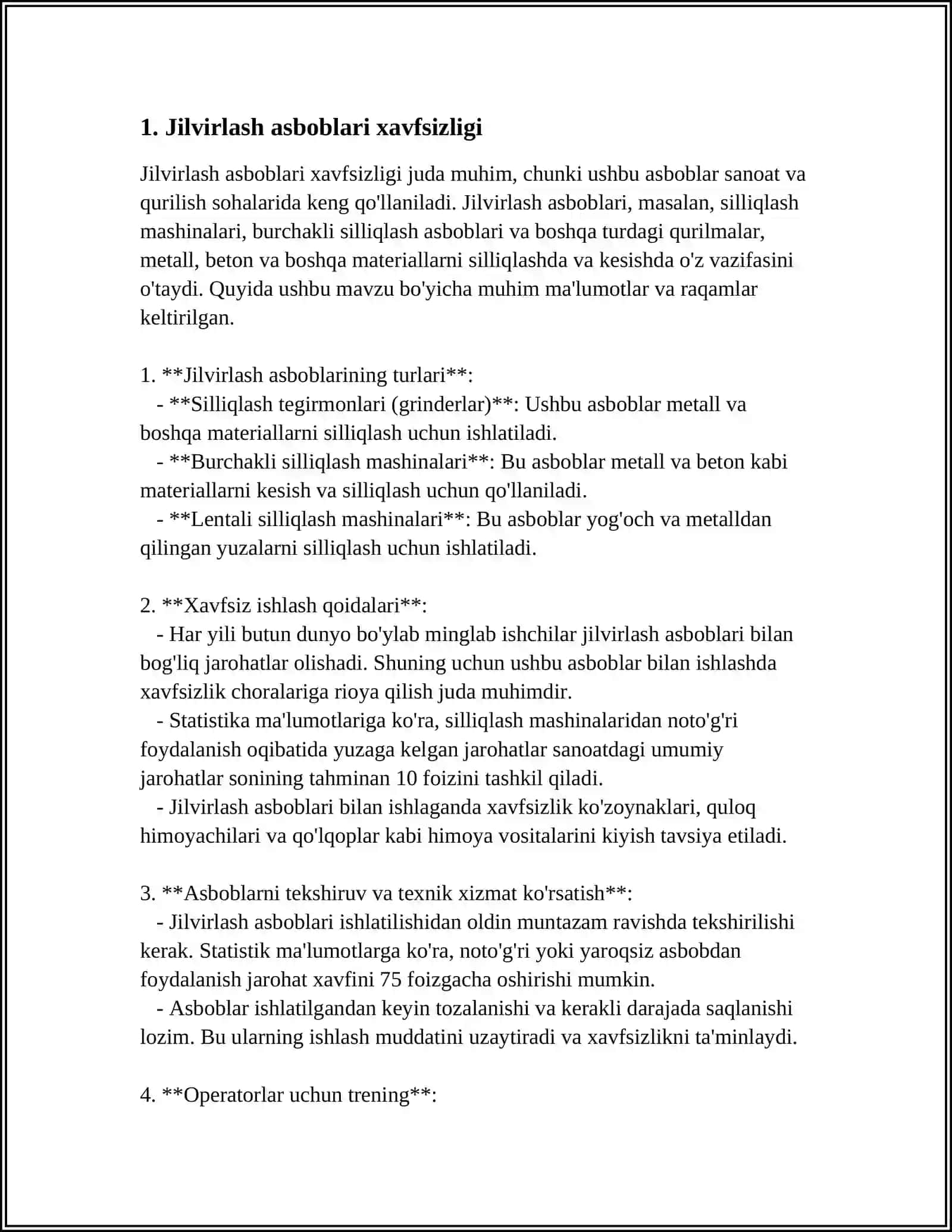 JILVIRLASH DASTGOHLARIDA MEHNAT XAVFSIZLIGI 3
