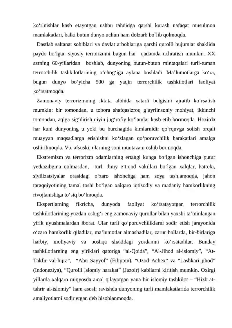 Xalqaro Tashkilotlarning Terrorizmga Qarshi Kurashining Ahamiyati 3
