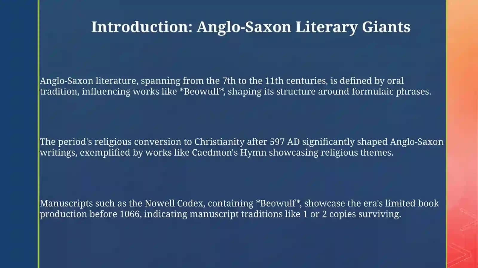 Anglo-Saxon Literary Giants: An Overview 3