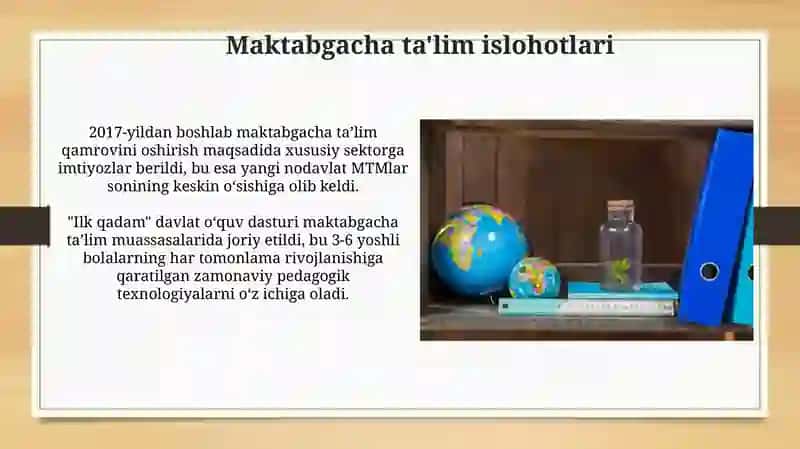 Maktabgacha ta'lim islohotlari 3