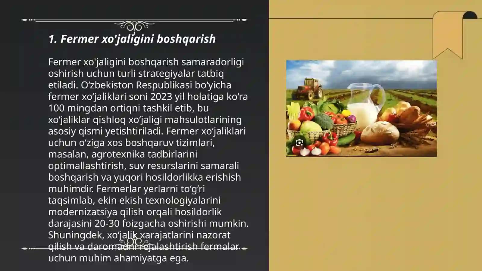 Tadbirkorlik faoliyati yoʻnalishlari: qishloq xoʻjaligi, moliya, ulgurji va chakana savdo, xizmatlar 3